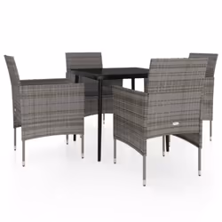 vidaXL Set da Pranzo da Giardino 5 pz con Cuscini Grigio e Nero - Vista aggiuntiva 2