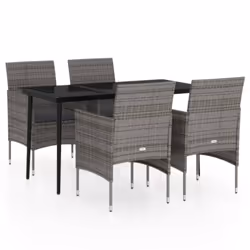 vidaXL Set da Pranzo da Giardino 5 pz con Cuscini Grigio e Nero - Vista aggiuntiva 2