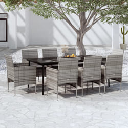 vidaXL Set da Pranzo per Giardino 9 pz con Cuscini Grigio e Nero