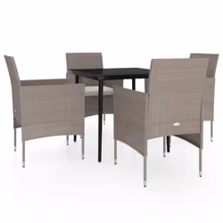 vidaXL Set da Pranzo da Giardino 5 pz con Cuscini Beige e Nero - Vista aggiuntiva 2