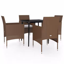 vidaXL Set da Pranzo da Giardino 5 pz con Cuscini Marrone e Nero - Vista aggiuntiva 2