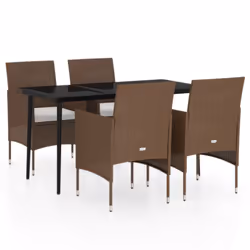 vidaXL Set da Pranzo da Giardino 5 pz con Cuscini Marrone e Nero - Vista aggiuntiva 2