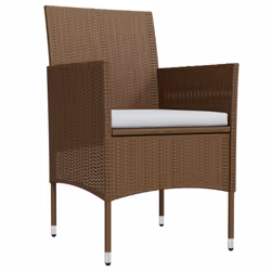vidaXL Set da Pranzo da Giardino 5 pz con Cuscini Marrone e Nero - Vista aggiuntiva 3