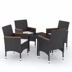 vidaXL Set da Pranzo da Giardino 5 pz con Cuscini Nero - Vista aggiuntiva 2