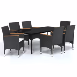 vidaXL Set da Pranzo da Giardino 7 pz con Cuscini Nero - Vista aggiuntiva 2