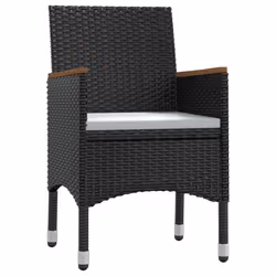vidaXL Set da Pranzo da Giardino 7 pz con Cuscini Nero - Vista aggiuntiva 3