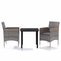 vidaXL Set da Pranzo da Giardino 3 pz con Cuscini Grigio e Nero - Vista aggiuntiva 2