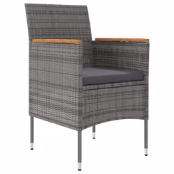 vidaXL Set da Pranzo da Giardino 3 pz con Cuscini Grigio e Nero - Vista aggiuntiva 3