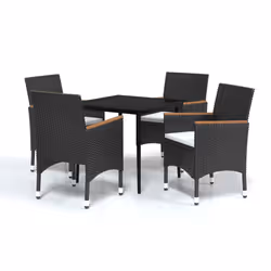 vidaXL Set da Pranzo da Giardino 5 pz con Cuscini Nero - Vista aggiuntiva 2