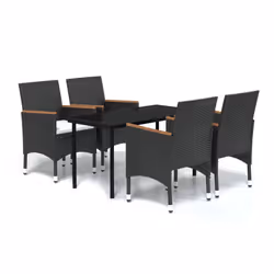 vidaXL Set da Pranzo da Giardino 5 pz con Cuscini Nero - Vista aggiuntiva 2