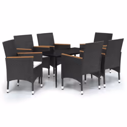 vidaXL Set da Pranzo da Giardino 7 pz con Cuscini Nero - Vista aggiuntiva 2
