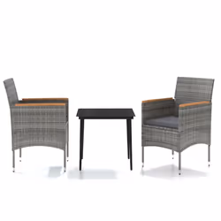 vidaXL Set da Pranzo da Giardino 3 pz con Cuscini Grigio e Nero - Vista aggiuntiva 2