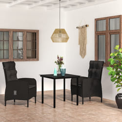 vidaXL Set da Pranzo da Giardino 3 pz con Cuscini Nero