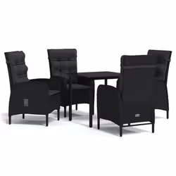 vidaXL Set da Pranzo da Giardino 5 pz con Cuscini Nero - Vista aggiuntiva 2