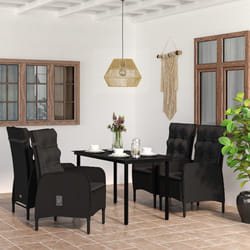 vidaXL Set da Pranzo da Giardino 5 pz con Cuscini Nero