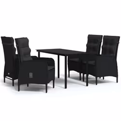 vidaXL Set da Pranzo da Giardino 5 pz con Cuscini Nero - Vista aggiuntiva 2