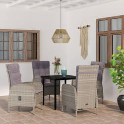 vidaXL Set da Pranzo da Giardino 5 pz con Cuscini Grigio e Nero