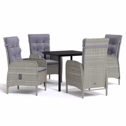 vidaXL Set da Pranzo da Giardino 5 pz con Cuscini Grigio e Nero - Vista aggiuntiva 2