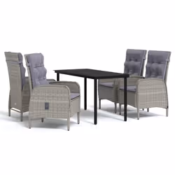 vidaXL Set da Pranzo da Giardino 5 pz con Cuscini Grigio e Nero - Vista aggiuntiva 2