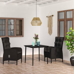 vidaXL Set da Pranzo da Giardino 3 pz con Cuscini Nero