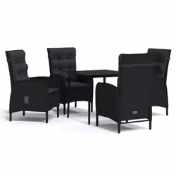 vidaXL Set da Pranzo da Giardino 5 pz con Cuscini Nero - Vista aggiuntiva 2
