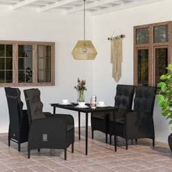vidaXL Set da Pranzo da Giardino 5 pz con Cuscini Nero