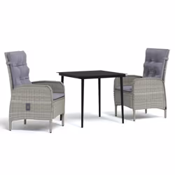 vidaXL Set da Pranzo da Giardino 3 pz con Cuscini Grigio e Nero - Vista aggiuntiva 2