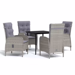 vidaXL Set da Pranzo da Giardino 5 pz con Cuscini Grigio e Nero - Vista aggiuntiva 2