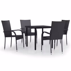 vidaXL Set Mobili da Pranzo per Giardino 5 pz Nero - Vista aggiuntiva 2