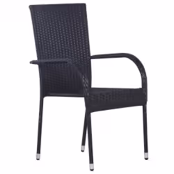 vidaXL Set Mobili da Pranzo per Giardino 5 pz Nero - Vista aggiuntiva 3