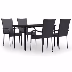 vidaXL Set Mobili da Pranzo per Giardino 5 pz Nero - Vista aggiuntiva 2