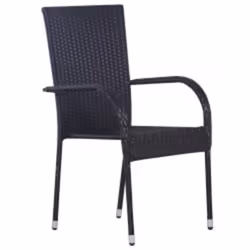 vidaXL Set Mobili da Pranzo per Giardino 5 pz Nero - Vista aggiuntiva 3