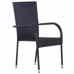 vidaXL Set Mobili da Pranzo per Giardino 7 pz Nero - Vista aggiuntiva 3