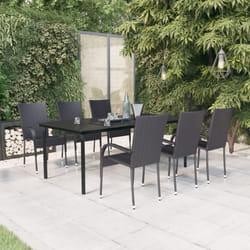 vidaXL Set da Pranzo per Giardino 7 pz con Cuscini Neri