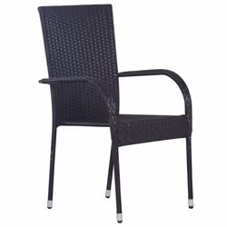 vidaXL Set da Pranzo per Giardino 7 pz con Cuscini Neri - Vista aggiuntiva 3