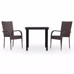 vidaXL Set da Pranzo per Giardino 3 pz Marrone e Nero - Vista aggiuntiva 2