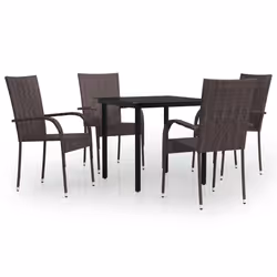vidaXL Set da Pranzo da Giardino 5 pz Marrone e Nero - Vista aggiuntiva 2