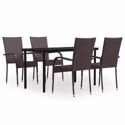 vidaXL Set da Pranzo per Giardino 5 pz con Cuscini Marrone e Nero - Vista aggiuntiva 2