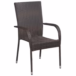 vidaXL Set da Pranzo per Giardino 7 pz con Cuscini Marrone e Nero - Vista aggiuntiva 3