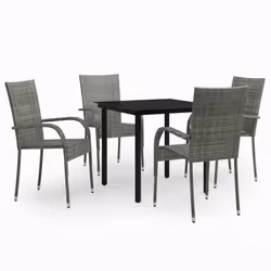 vidaXL Set Mobili da Pranzo per Giardino 5 pz Grigio e Nero - Vista aggiuntiva 2