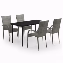 vidaXL Set Mobili da Pranzo per Giardino 5 pz Grigio e Nero - Vista aggiuntiva 2