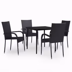 vidaXL Set da Pranzo da Giardino 5 pz Nero - Vista aggiuntiva 2