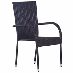 vidaXL Set da Pranzo per Giardino 7 pz con Cuscini Neri - Vista aggiuntiva 3