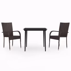 vidaXL Set da Pranzo da Giardino 3 pz Marrone e Nero - Vista aggiuntiva 2
