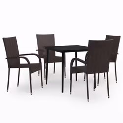 vidaXL Set da Pranzo da Giardino 5 pz Marrone e Nero - Vista aggiuntiva 2