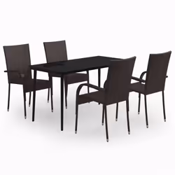 vidaXL Set da Pranzo da Giardino 5 pz Marrone e Nero - Vista aggiuntiva 2
