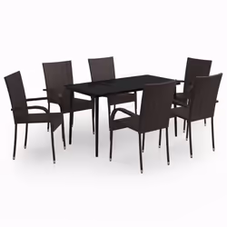 vidaXL Set da Pranzo da Giardino 7 pz Marrone e Nero - Vista aggiuntiva 2