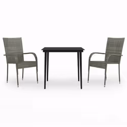 vidaXL Set da Pranzo da Giardino 3 pz Grigio e Nero - Vista aggiuntiva 2