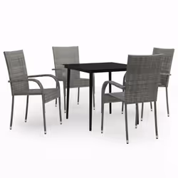 vidaXL Set da Pranzo da Giardino 5 pz Grigio e Nero - Vista aggiuntiva 2