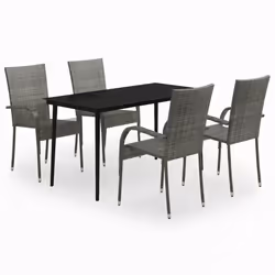 vidaXL Set da Pranzo da Giardino 5 pz Grigio e Nero - Vista aggiuntiva 2